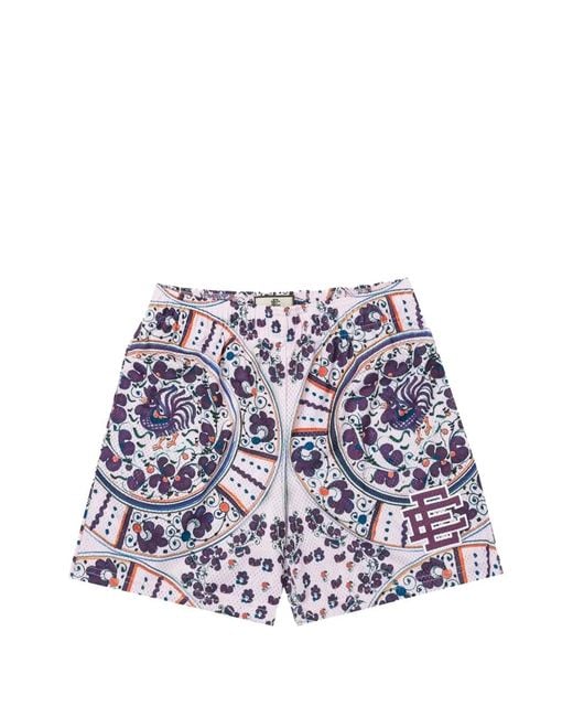Eric Emanuel White Rooster-Print Track Shorts for men