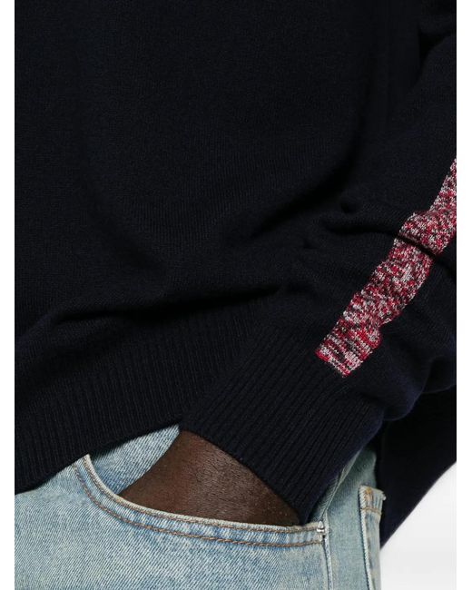 Iceberg Black Logo-Embroidered Side-Stripe Sweater for men
