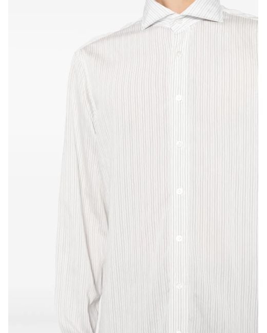 Lardini White Striped Button-Up Shirt for men