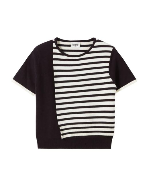 Claudie Pierlot Gestreept T-Shirt in het Black