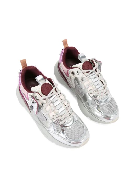 Kurt Geiger White Kurt Runner Metallic Leather Mesh Sneakers