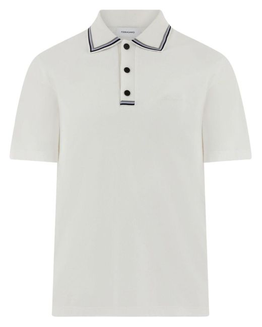 Ferragamo White Short-sleeve Polo Shirt for men