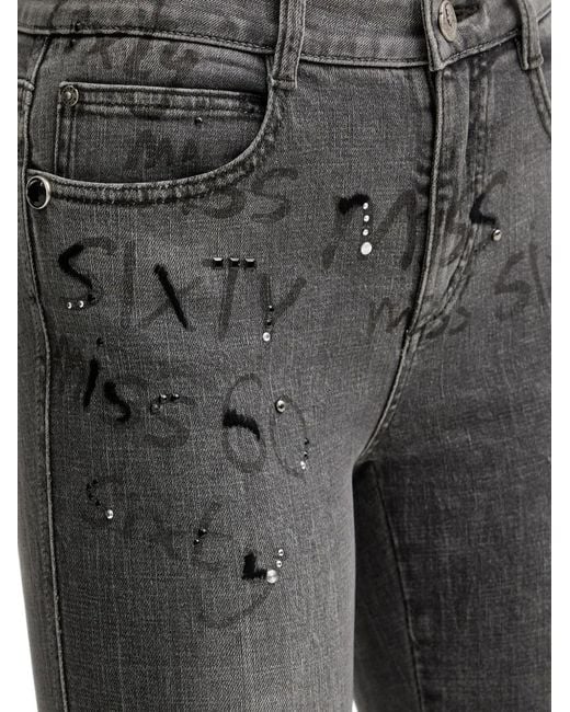 Miss Sixty Gray Front-Embellished Flared Jeans