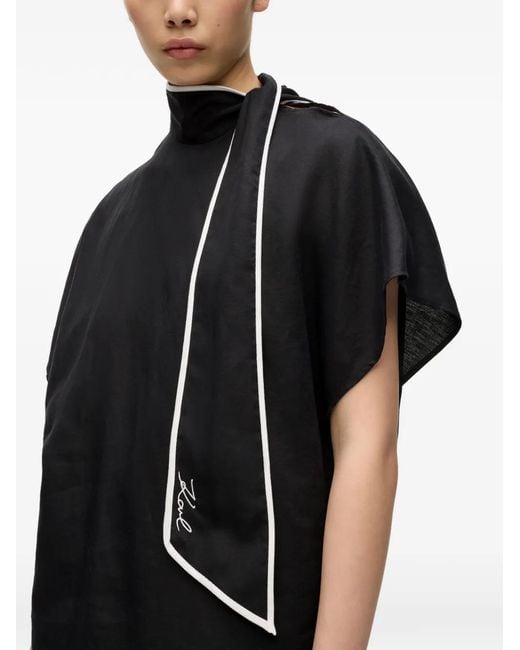 Blusa Con Detalle De Lazo Karl Lagerfeld de color Black