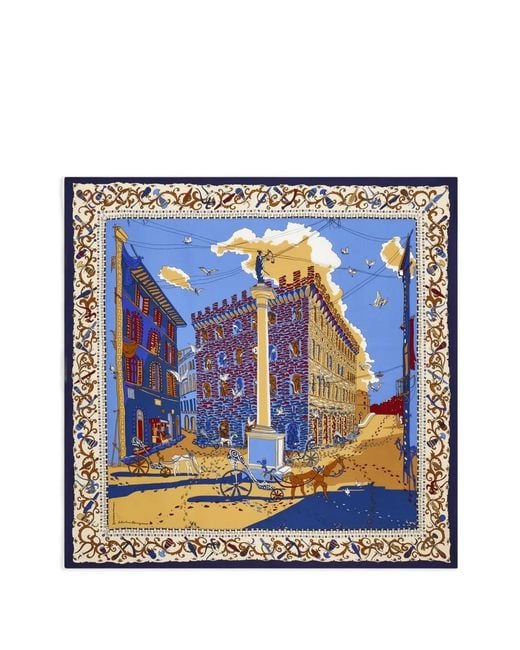 Ferragamo Blue Palazzo Spini-Feroni Scarf