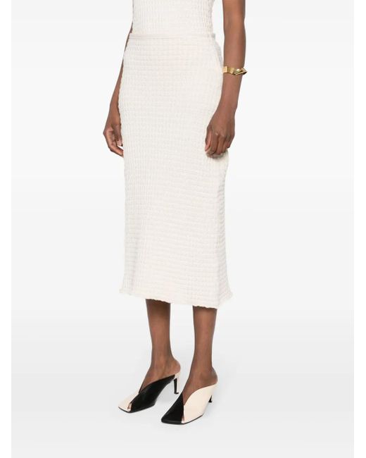 Jil Sander White Waffle-Knit Skirt