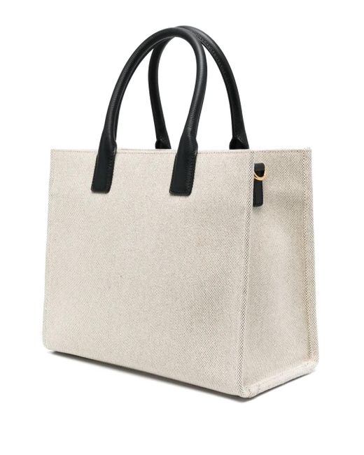 Versace Natural La Medusa Canvas & Leather Tote