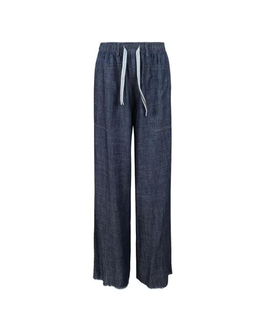NOUMENO CONCEPT Blue Drawstring Frayed Jeans