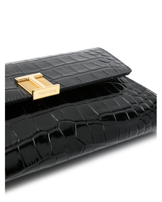 Tom Ford Black Nobile Crocodile-embossed Clutch Bag