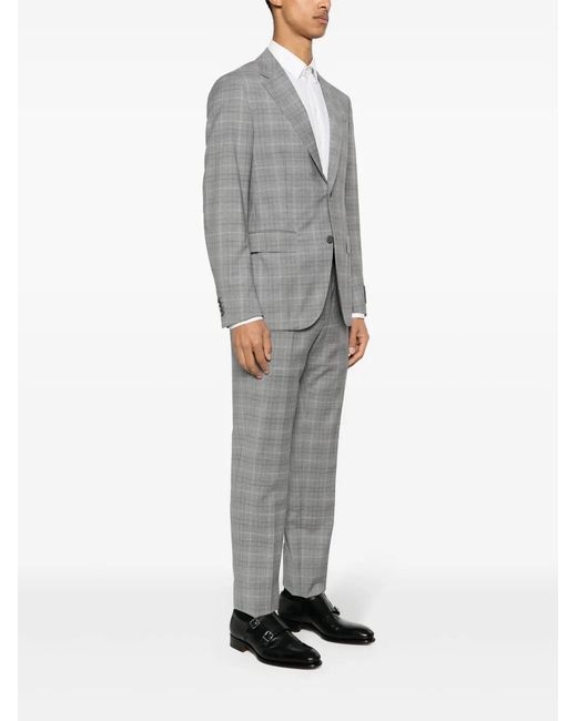 Zegna Gray Checked Single-Breasted Suit for men