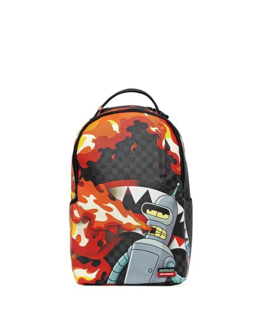 Sprayground Red Futurama-Print Backpack