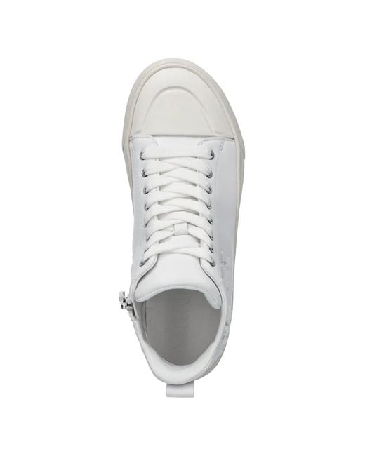 DKNY White Yaser Lace-Up Side-Zip Sneakers