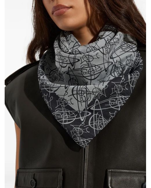 Vivienne Westwood Gray Orb Monogram Scarf