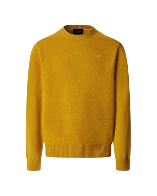 Hackett Yellow Lambswool Crew-Neck Knit for men