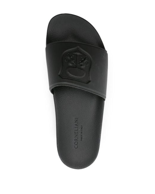 Corneliani Black Logo-debossed Slides for men