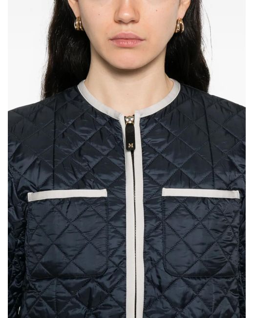 Max Mara Blue Celeste Quilted Pocket Jacket