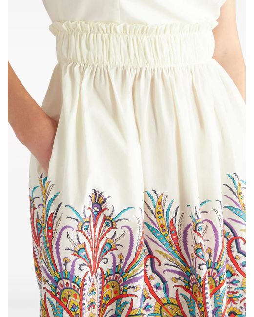 Etro White Midi Dress With Bell Skirt