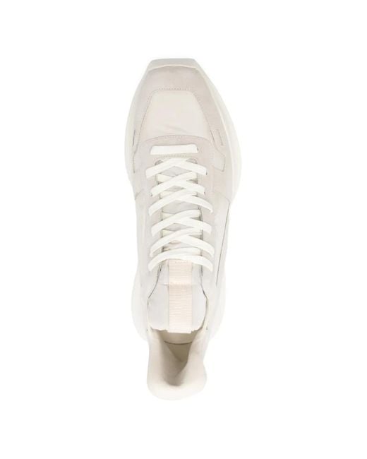 Rick Owens White Lace-Up Chunky Sole Sneakers for men