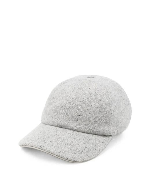 Eleventy White Bouclé-Texture Baseball Cap for men