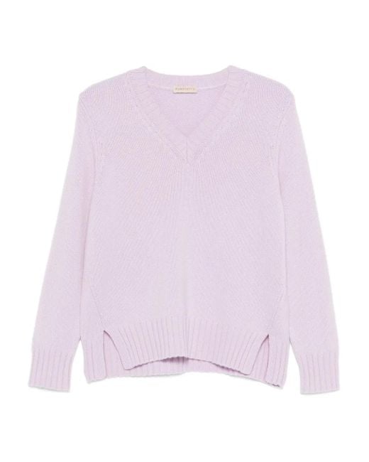 Purotatto Trui Met V-Hals En Zijsplit in het Pink