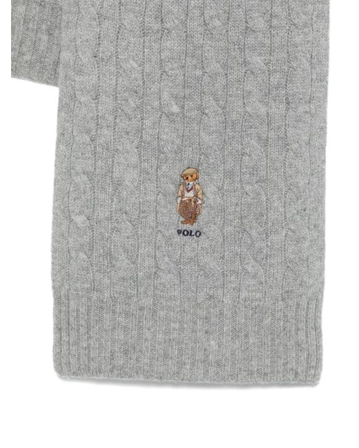 Polo Ralph Lauren Gray Polo Bear Cable-Knit Scarf for men