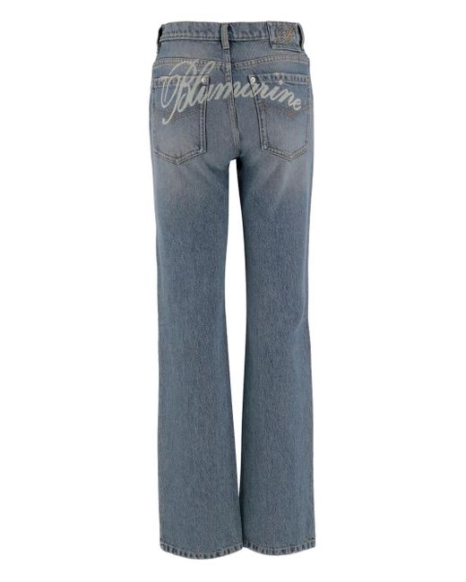 Blumarine Blue Logo-Print Jeans