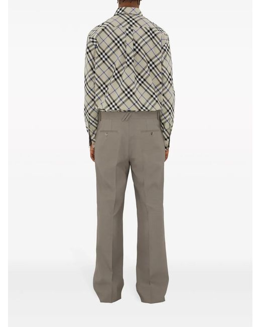 Burberry Gray Checked Cotton Shirt for men