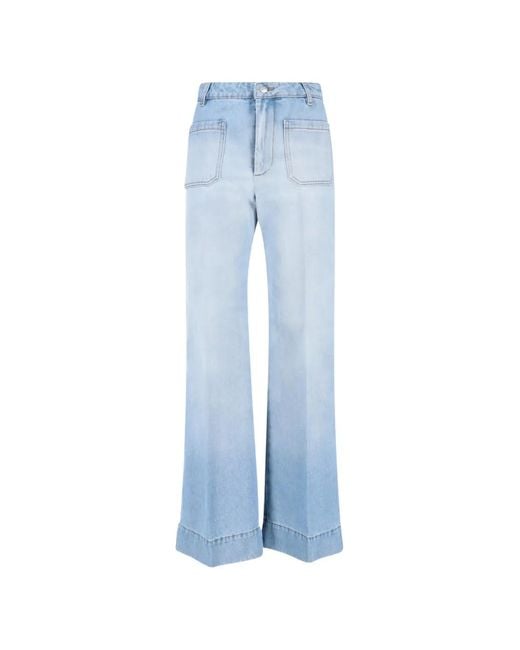 Victoria Beckham Blue Patch-Pocket Jeans