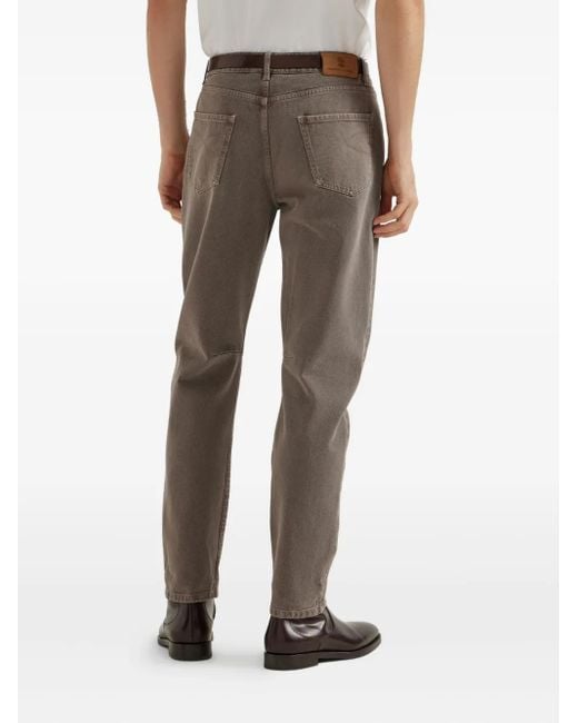 Brunello Cucinelli Gray Leisure Five-Pocket Cotton Jeans for men