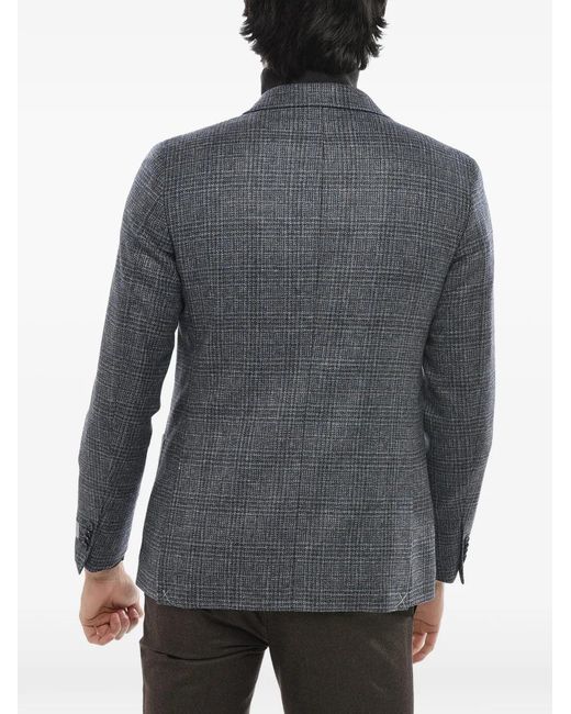 Corneliani Gray Check-Pattern Wool Blazer for men