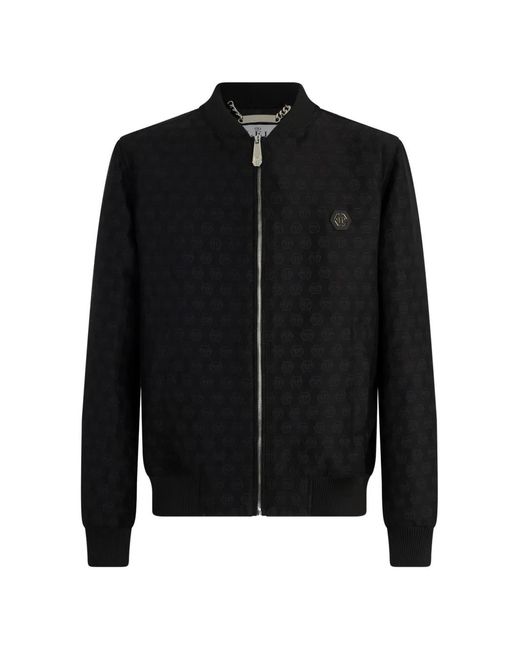 Philipp Plein Black Jacquard Monogram Bomber Jacket for men