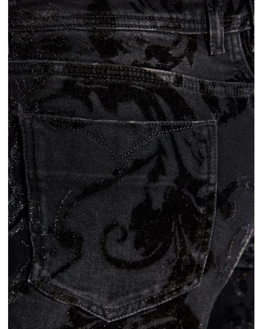 Versace Jeans Couture Black Floral-Pattern Flared Jeans
