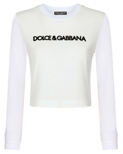 Dolce & Gabbana Logo-lettering Long-sleeve T-shirt White