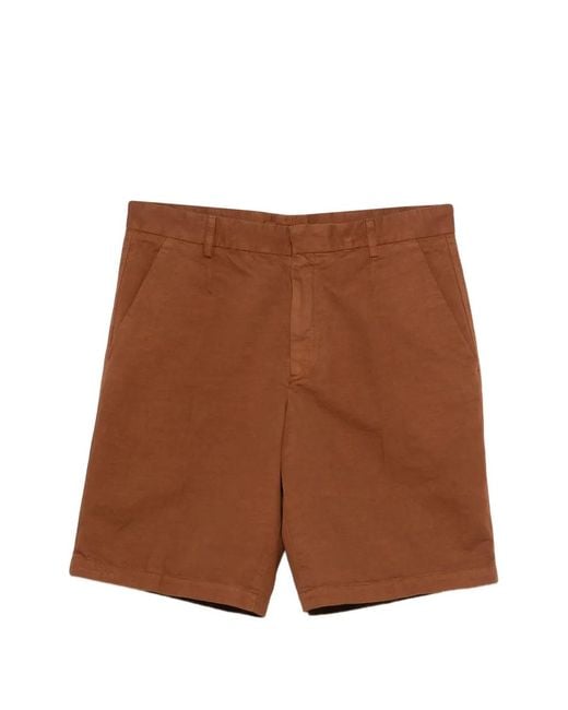 Zegna Brown Flat-Front Shorts for men
