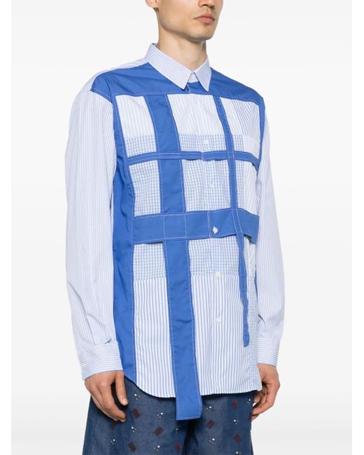 Comme des Garçons Blue Patchwork Striped Shirt for men