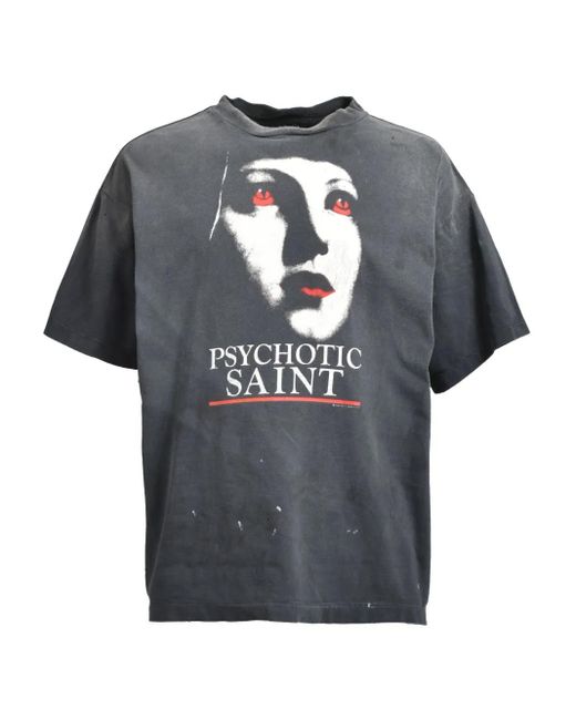 SAINT Mxxxxxx Gray Graphic-Print T-Shirt
