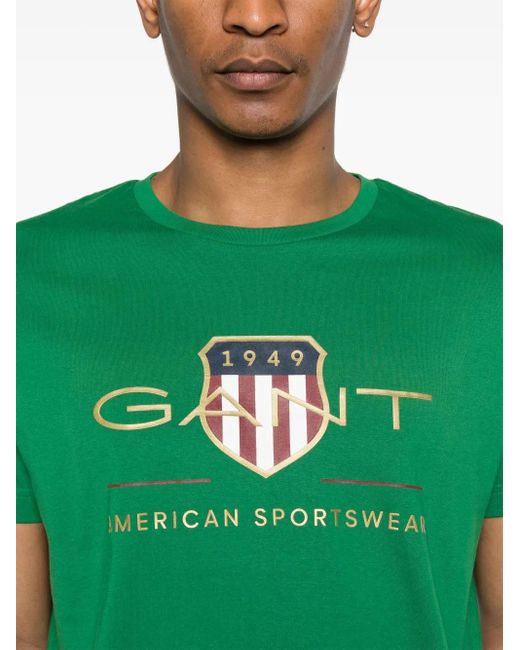 Gant Green Logo-Print T-Shirt for men