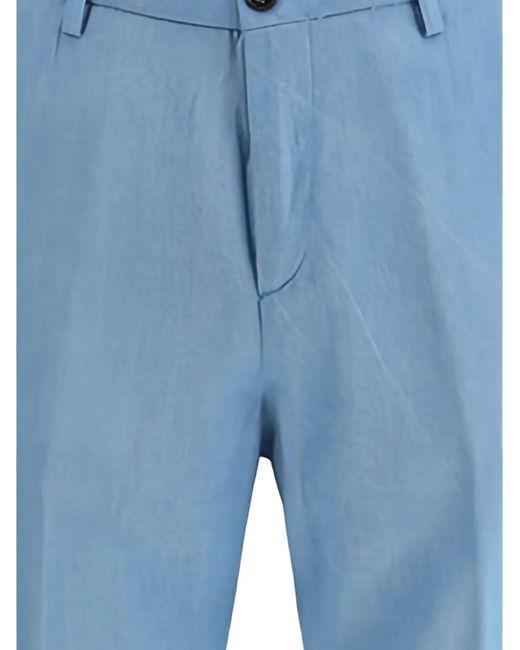 Cruna Blue Flat Front Trousers for men