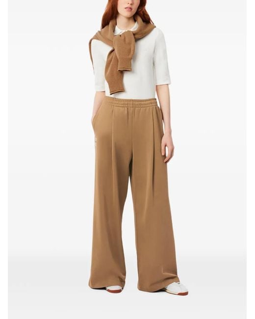 Lacoste Natural Logo-Patch Pleated Track Pants