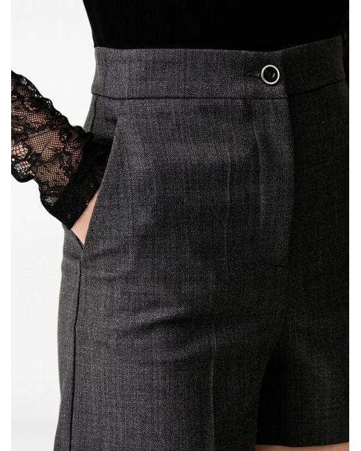 Pinko Black Herringbone-Pattern Tailored Shorts