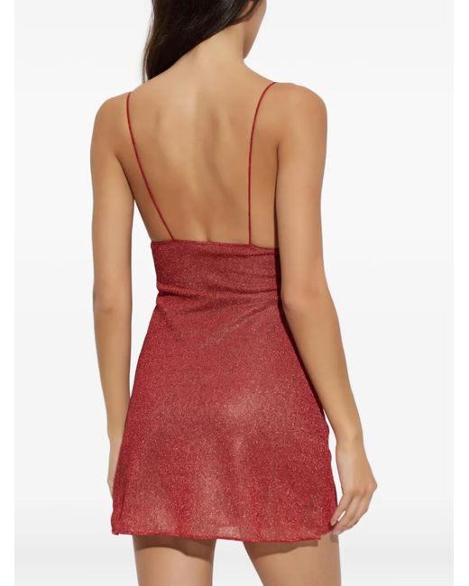 Oseree Red V-Neck Cut-Out Mini Dress