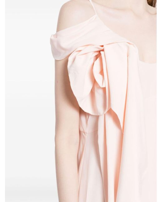Simone Rocha Pink Floral-appliqué Crepe Midi Dress