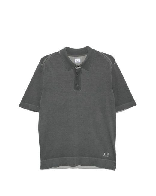 C P Company Gray Buttoned Polo Shirt for men