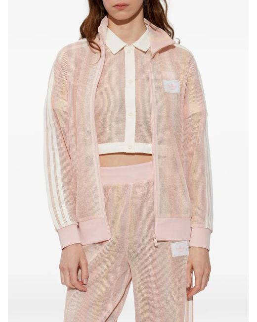 Adidas Pink Striped Mesh Jacket