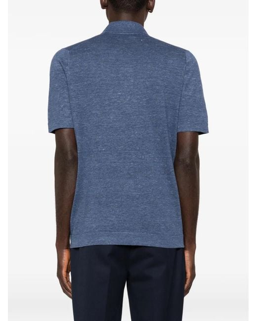 Brunello Cucinelli Blue Knit Polo for men
