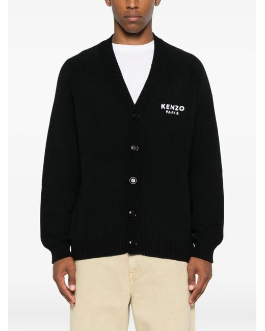 KENZO Black Boke-Flower Button-Up Cardigan for men