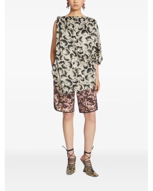 Dries Van Noten White Abstract-Pattern Print Top