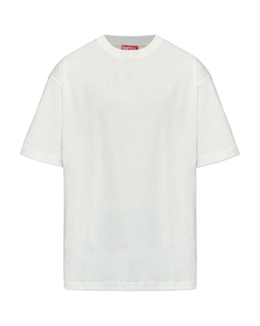 DIESEL White Crowd-Pattern T-Shirt for men