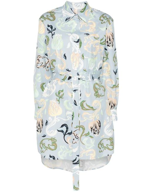 Lanvin White Floral-Print Mini Dress
