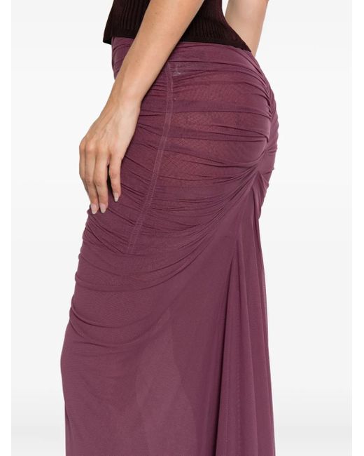Mugler シャーリング メッシュ マキシスカート Purple